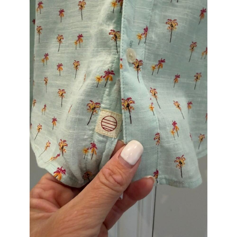 Marine Layer Palm Tree Shirt Men's M/L 100% Cotton Short Sleeve Button Up Aqua - Picture 6 of 10